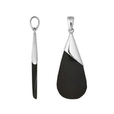 Handcrafted 925 Silver Overlay Teardrop Pendant With Black Shell For Women